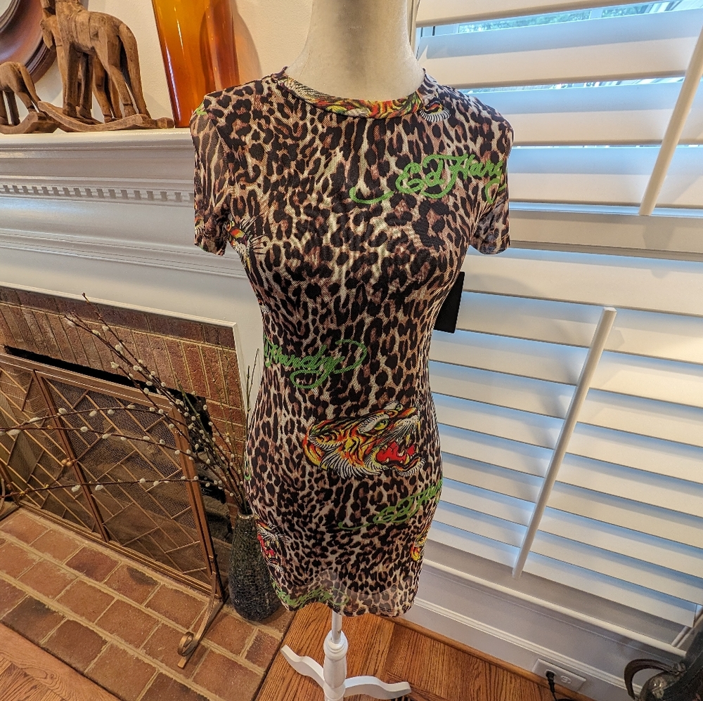 Ed Hardy Y2K Leopard mini dress